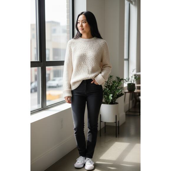 J. Crew Alpaca Cuffed Mock Neck Sweater Ivory Size XS